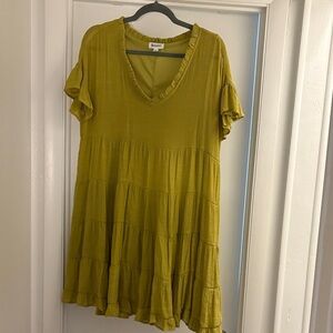 Banjara Olive Tiered Mini Dress